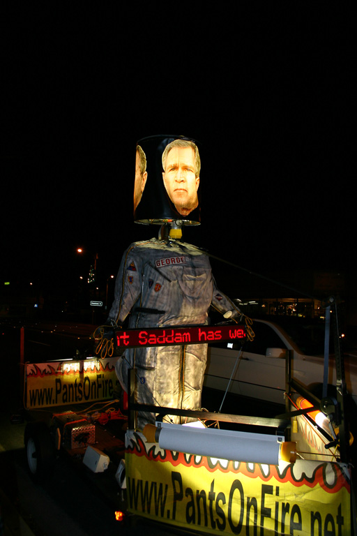 These crazy guys were driving around making fun of bush... read the scrolling marquee in this image series