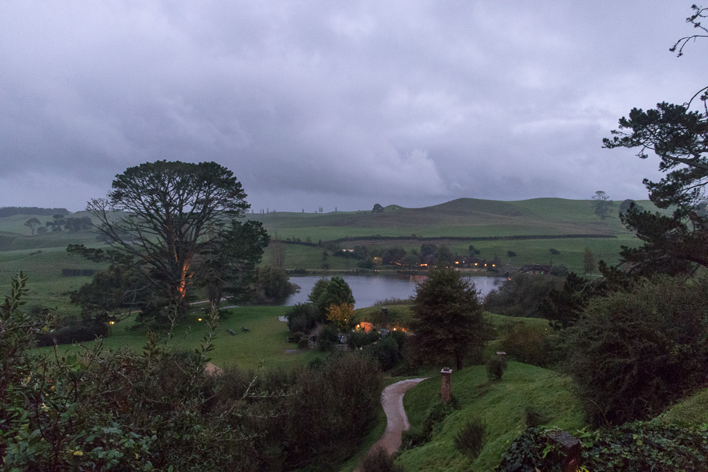 A view of Hobbiton from the top of Bag End