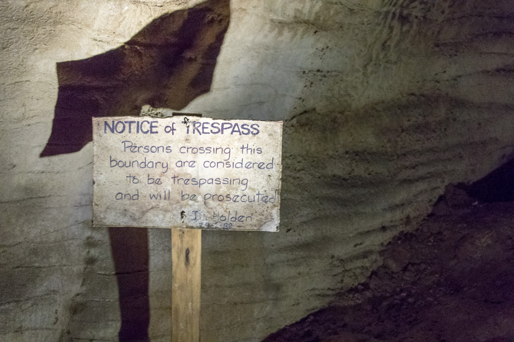 No Tresspassing sign dating back to land ownership disputes of the Ruakury caves